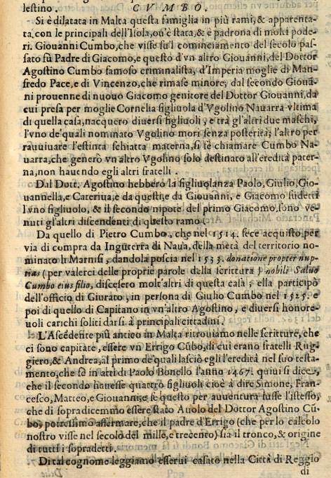 CUMBO dans  la Descrittione di MALTA