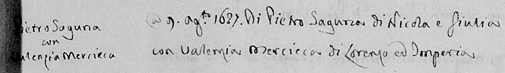 Transcription du mariage de Pietro SOLTANA avec Valenza MERCIECA, par G. ADAMI Transcription du mariage de Pietro SOLTANA avec Valenza MERCIECA, par G. ADAMI