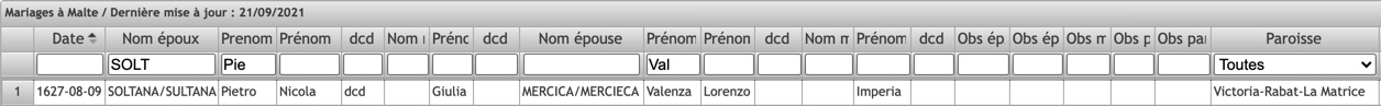 Transcription du mariage de Pietro SOLTANA avec Valenza MERCIECA, par le Collectif GENEANUM Transcription du mariage de Pietro SOLTANA avec Valenza MERCIECA, par le Collectif GENEANUM